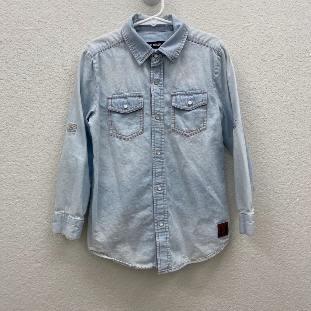Light Wash Denim Button-Down Shirt for Kids